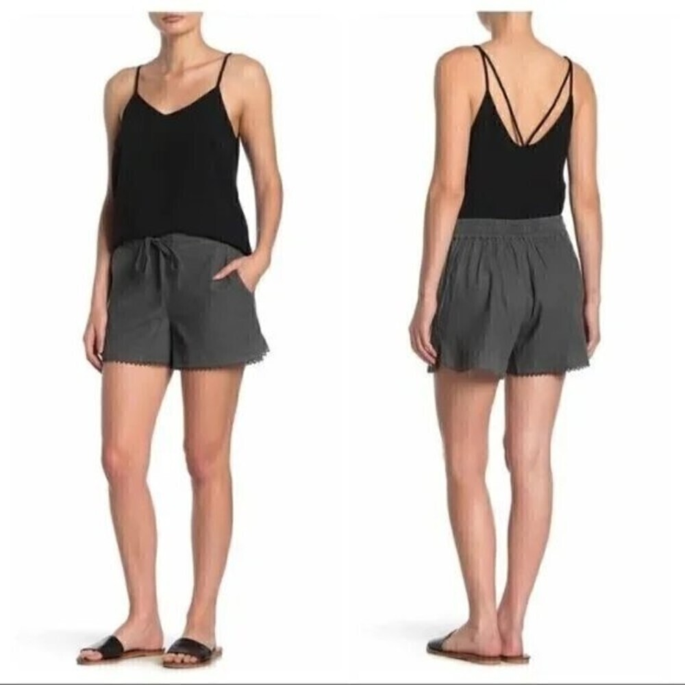 Caslon Grey Beluga Solid Linen Blend Shorts XS NWT